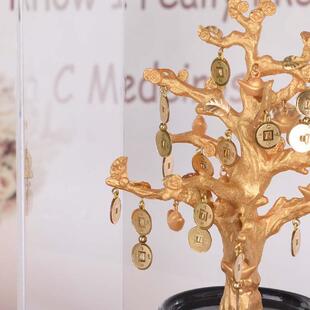 厂家供金箔摆LHY-S-00件企业礼品直公业室开招财树金箔摆件开业礼