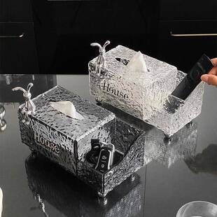 轻51奢亚克力桌抽纸盒创意厅茶几餐ins风多客功能收纸纳巾盒