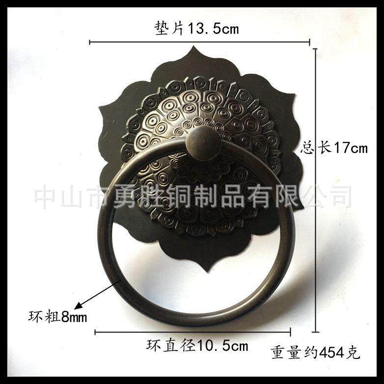 仿古铜大拉手老式门YS-005跋敲门器古建门别墅铜门把手古实心环门