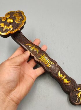 铜鎏金福寿如意黄铜摆件装饰品