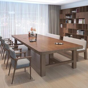 北欧现代简约家用客厅长桌全实木大板桌办公会议桌学习书桌工作台