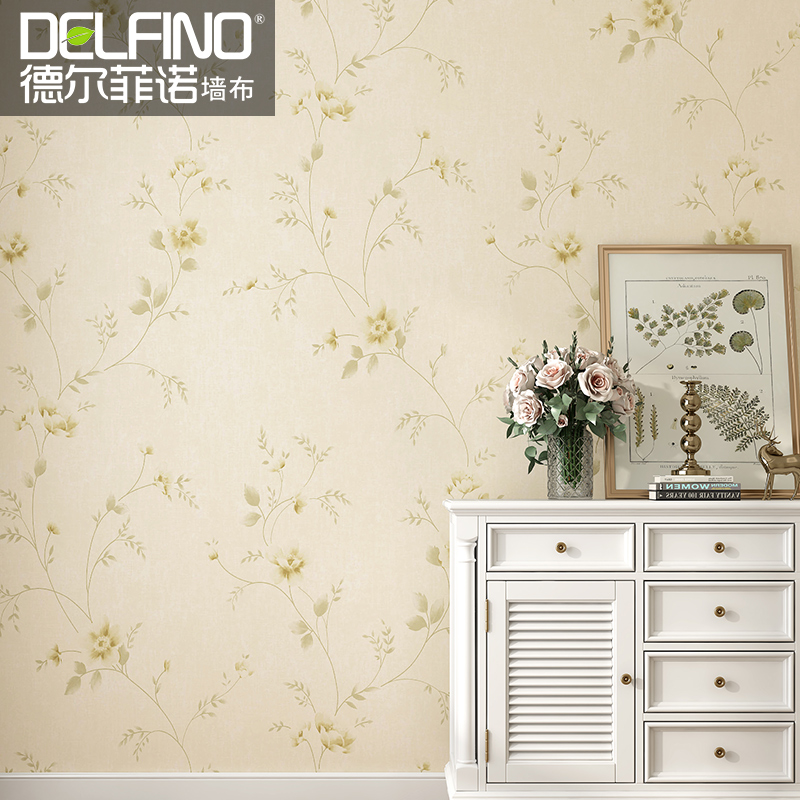 高档环保韩式田园无缝墙布全y屋现代简约墙纸卧室客厅背景墙壁布