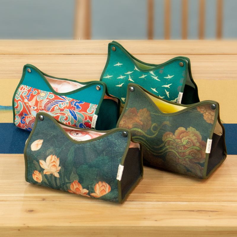 家居收纳纸巾盒中式复古s棉麻布艺中国风抽纸袋茶室客厅车载纸巾