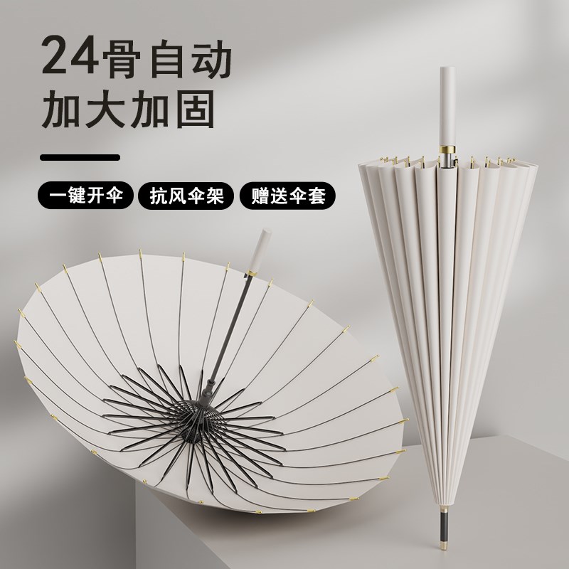 24骨长柄雨伞男士自动双s人加大加固加厚结实抗风暴雨专用女伞定