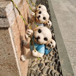 户外花园攀登狼狗摆件母子拉布拉多庭院阳台装饰工艺品幼儿园挂件