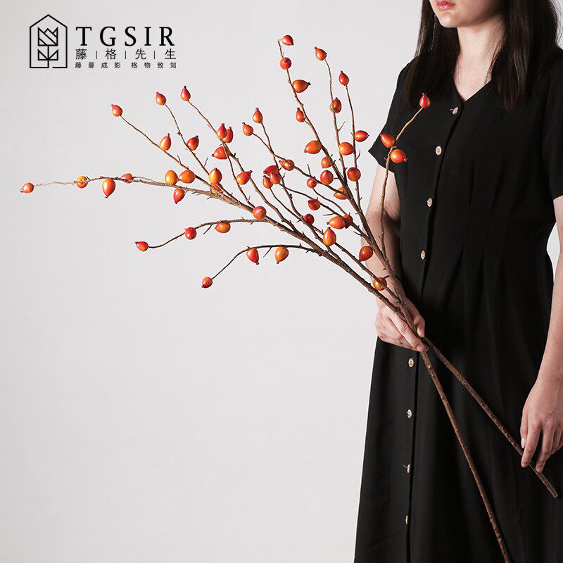 仿真橄榄果实客厅落地装饰假花高枝发财果花艺插花摆设红果子野果