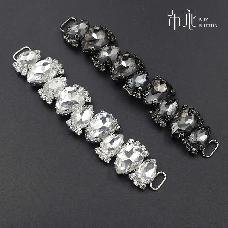 包邮貂皮/裘皮大衣扣子高档原版玻璃A级水钻袖口链后背 装饰链条