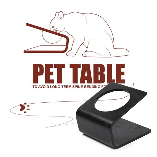 宠物倾斜碗架 猫狗餐桌 单碗防滑实木餐架 宠物用品(送陶瓷碗)