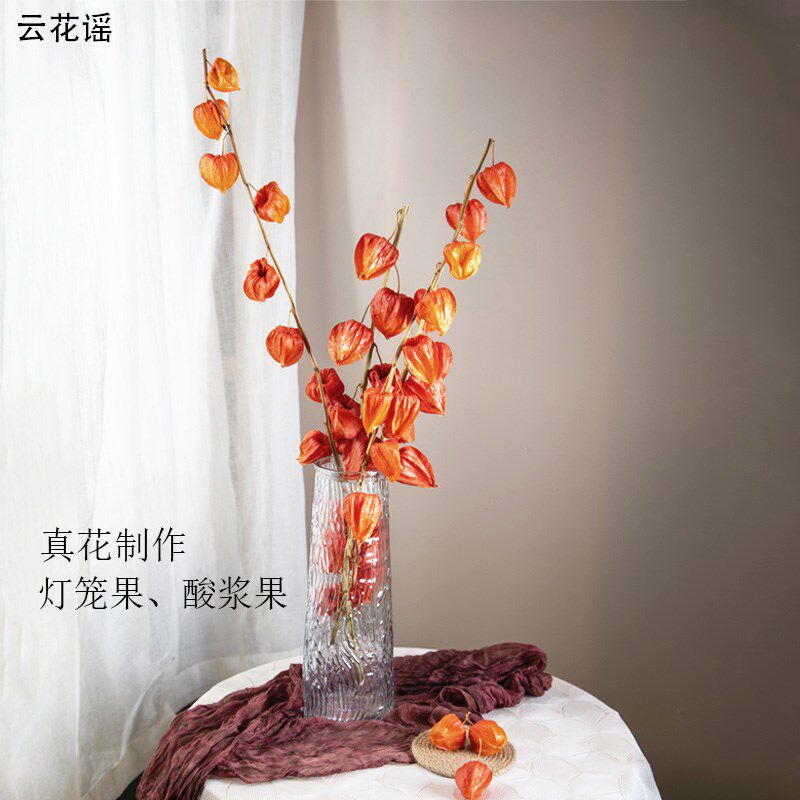 云花谣酸浆果干花花束纯天然红果灯笼果发财果电视柜玄关装饰摆件