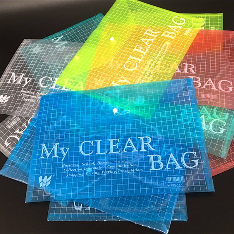 加厚大容量纽扣袋/A4文件袋/资料袋/格子带/按扣文件袋/50个包邮