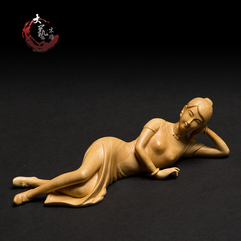 小叶黄杨木雕客厅实木家居摆件雕刻工艺装饰品人物美女创意手把件