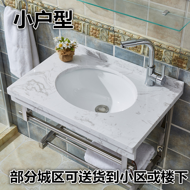 小户型卫生间洗手盆挂墙式洗脸盆浴室柜组合大理石洗面池洗漱台盆