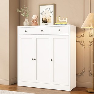 奶油风钢制收纳柜客厅卧室置物柜铁艺玄关柜落地多层家用储物柜子