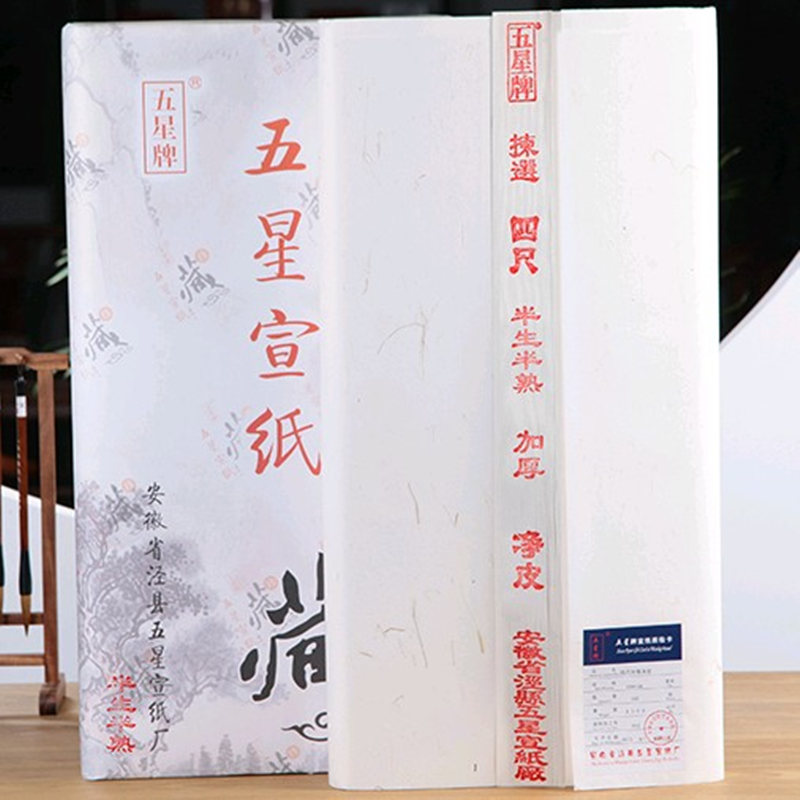 加厚半生半熟三3尺四4尺书法考级六尺对开生宣纸写意国画作品专用