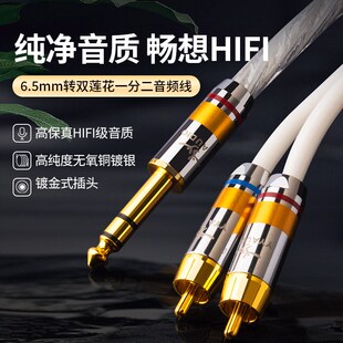 杨阳 6.5大三芯双声道6.5转双莲花一分二音频线功放调音台连接线