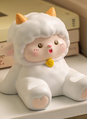 卡通咩咩羊手机支架可爱桌面摆件生日礼物工位平板支撑架创意树脂