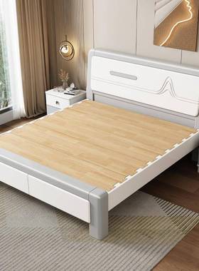 轻奢奶油音榫卯全实木床代简JWY约白色家主卧静双人现用床气压储