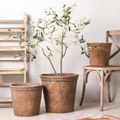 欧式 复红陶水泥花盆大号落地植盆简色约透MP2201物气创古意艺术装