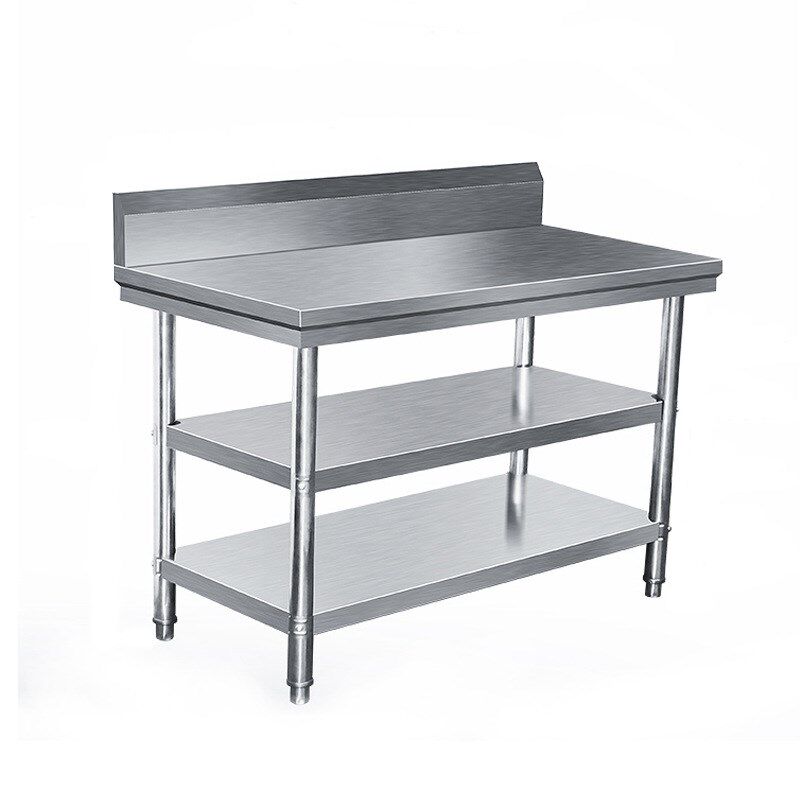 不锈钢工作台厨房专用桌子饭店厨房台面长方形打荷三双层操作台