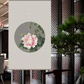 布帘子屏风客厅玄关半透挂屏卷帘 隔断挂式 玉立春风 款 现代中式