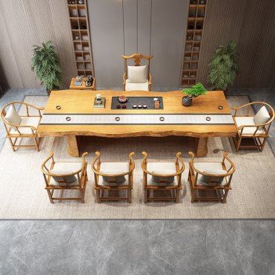 新中式实木茶桌茶台家用公茶桌椅组合原木大板茶桌乌金石泡茶台,商业/办公家具,茶台/茶桌,淘宝优惠券,粉丝福利购,淘宝优惠卷