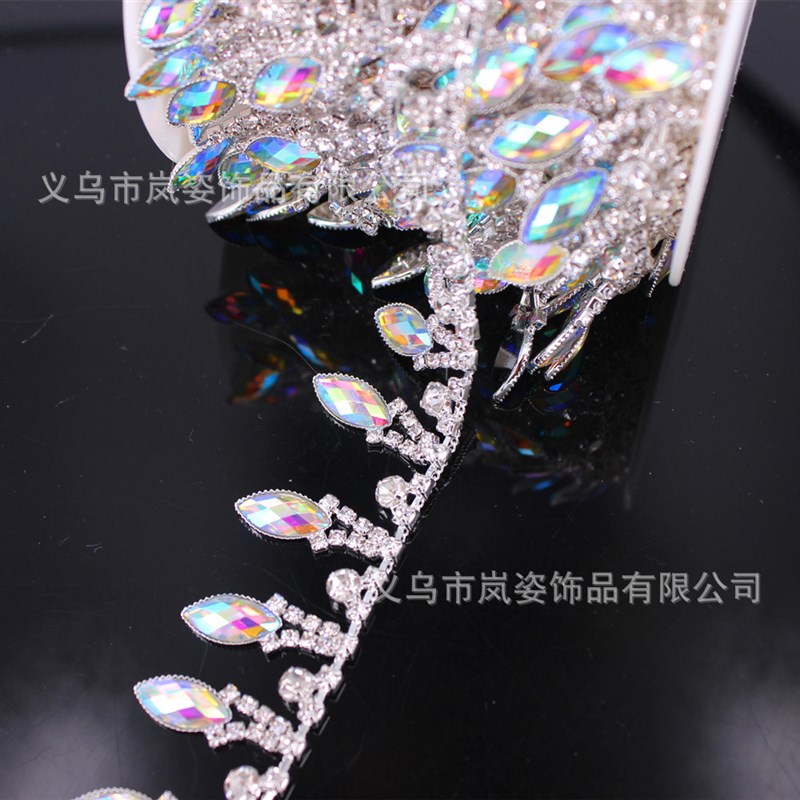 新款热卖 鞋包装饰AB流苏钻链 花式烧焊水钻玻璃码链 量大从优