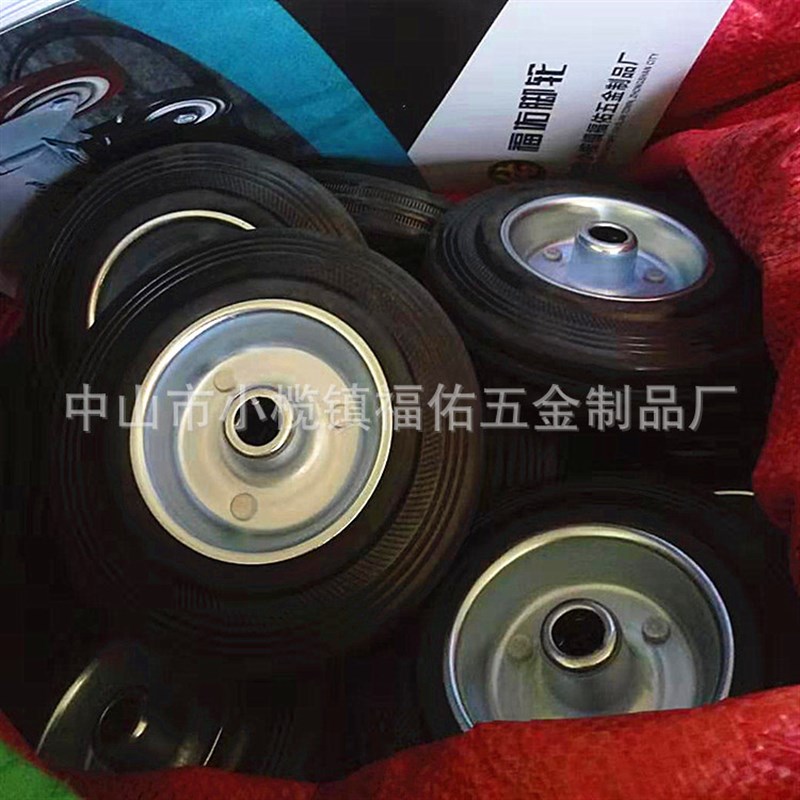 6寸橡胶重型静音脚轮4寸5寸8寸手推车脚轮子万向轮工业拖车轮单轮