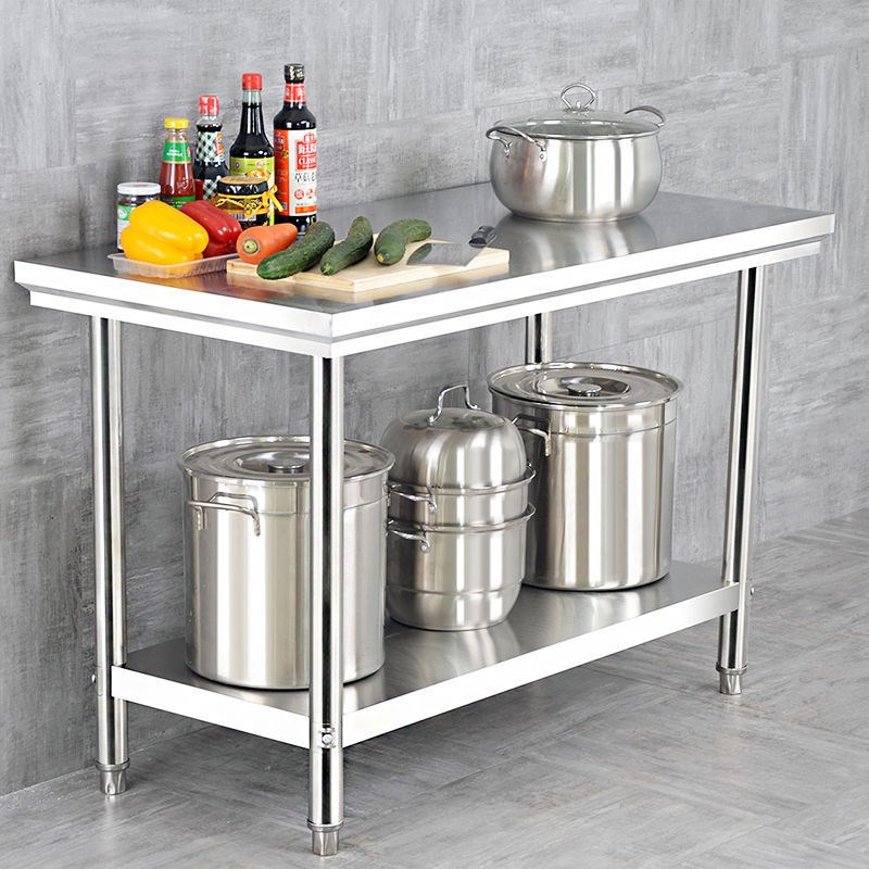 不锈钢厨房操作台饭店后厨工作台置物切菜桌子家用台面商用打荷台