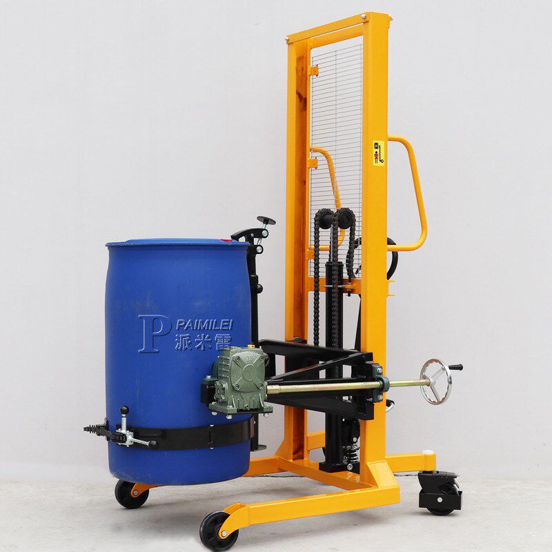 宁波450kg高1.5米油桶堆高车油桶倒料车DA450手动油桶堆高翻转车