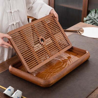 花梨实木茶盘功夫茶具家用简易储水式小型托盘排水蓄水茶海干泡盘
