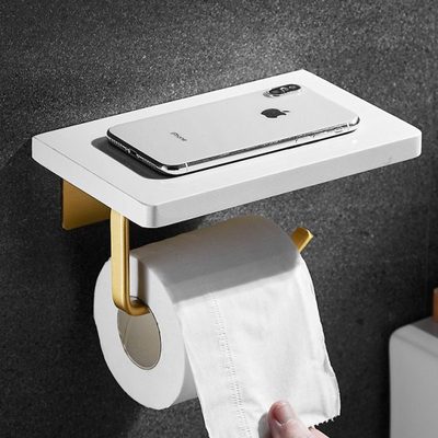 轻奢大理石卫生间纸巾架挂免打孔厕所纸架卷纸架盒卫生纸置物架子