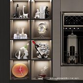 轻奢电视柜酒柜装 饰品摆件现客厅玄关餐边玻璃柜家居工艺品