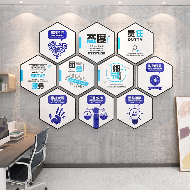 员工励志墙贴画激励标语装饰布置公司企业办公会议室文化墙面上壁