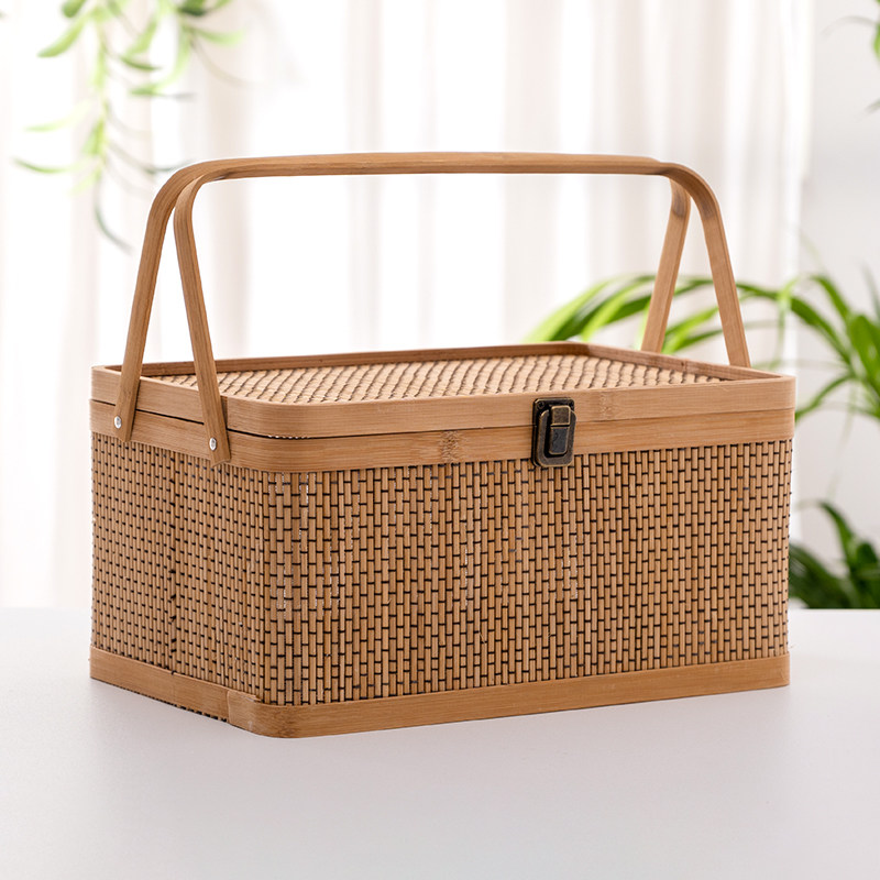 竹编提篮子中秋环保优质特产蜂蜜月饼礼品盒螃蟹瓜果创意竹编包邮