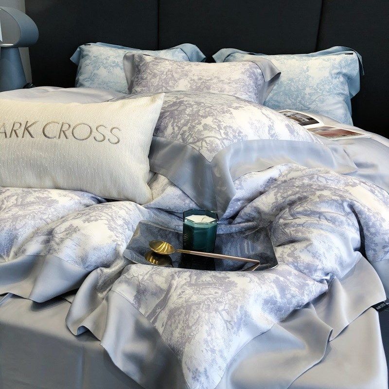 高端80支天丝四件套裸睡复古1.8床双面冰丝床单欧式被套床上用品