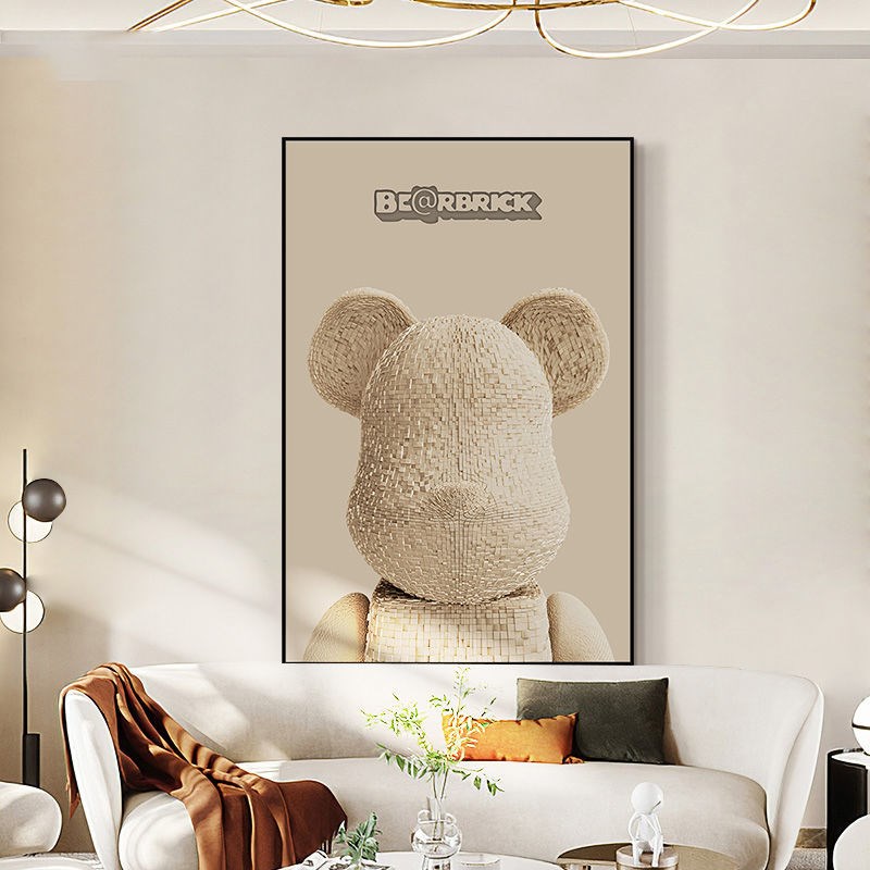 现代简约暴力熊入户玄关装饰画kaws潮牌走廊过道挂画卡通客厅壁画