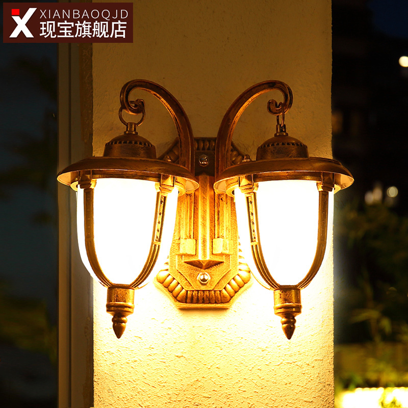 双壁灯户外防水庭院欧式墙壁灯室外仿古门口阳台走廊led 走道灯