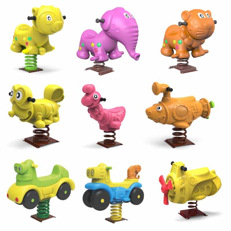 幼儿园户外公园小区摇马儿童塑料玩具弹簧摇摇乐动物卡通造型木马