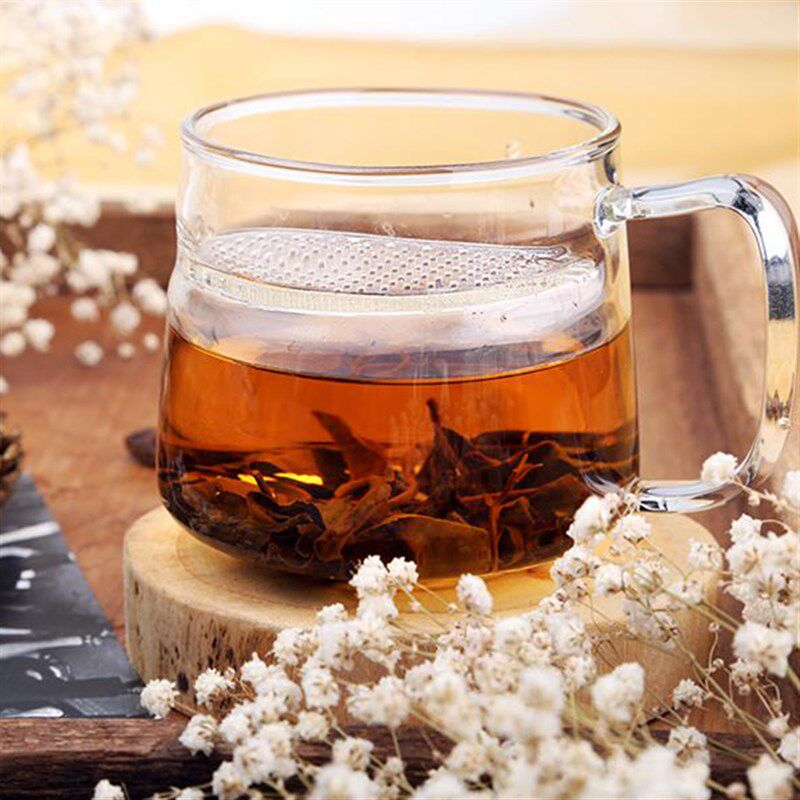台湾宜龙半月家用创意简约耐熱玻璃茶杯过滤网水杯杯子马克杯包邮