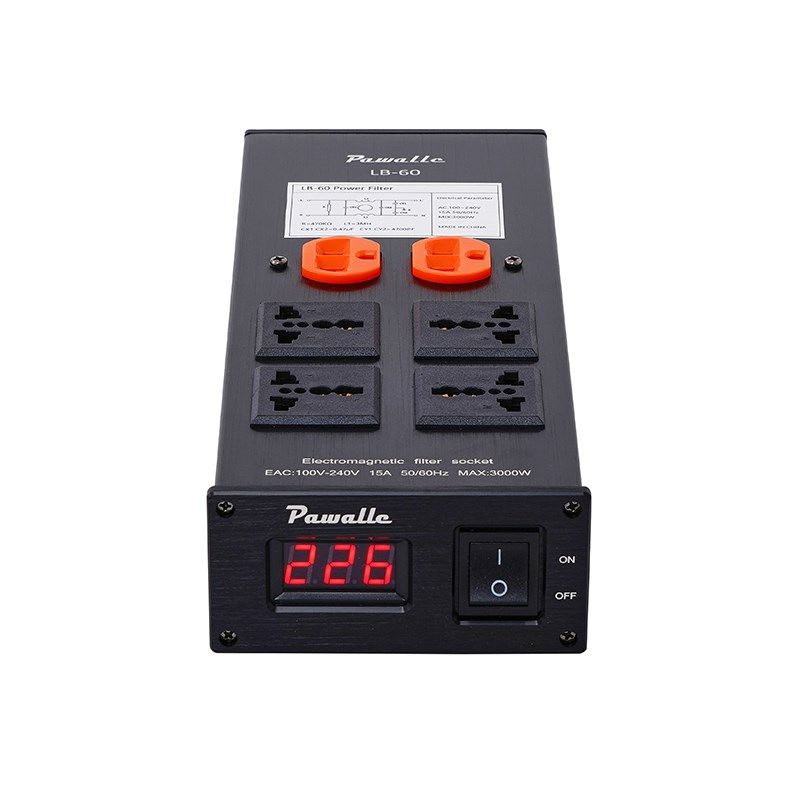 Pawalle lb60电源滤波器防浪涌电源净化器插座电压显示过载保护