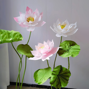 巨型eva荷叶荷花仿真花装饰道具美陈造景景区商场DP点场景布置