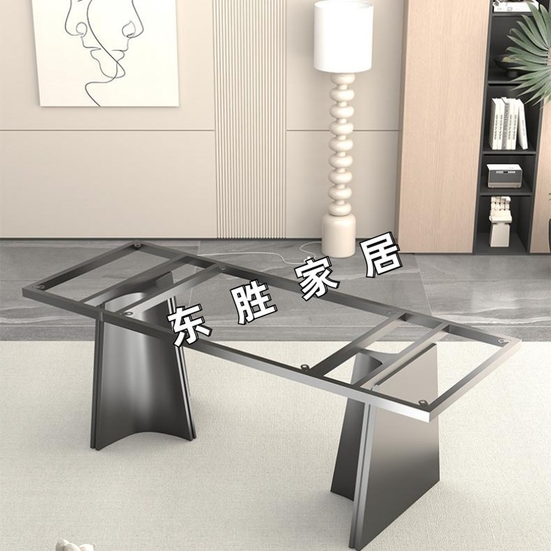 长方形大理石餐桌支架不锈钢桌腿奢石餐台脚岩R板茶桌办公桌底座
