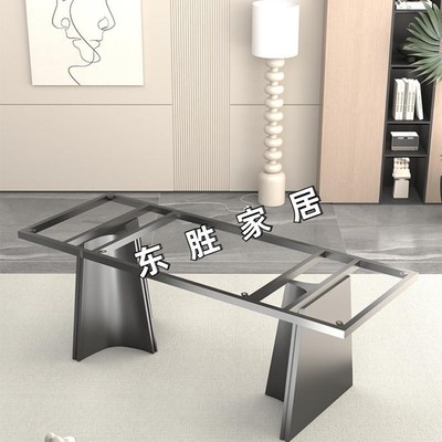 长方形大理石餐桌支架不锈钢桌腿奢石餐台脚岩R板茶桌办公桌底座