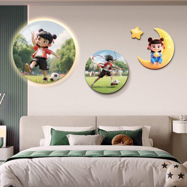 卡通动漫儿童房装饰画现简约氛围感灯画小孩女孩房间挂画,家居饰品,工艺画,淘宝优惠券,粉丝福利购,淘宝优惠卷