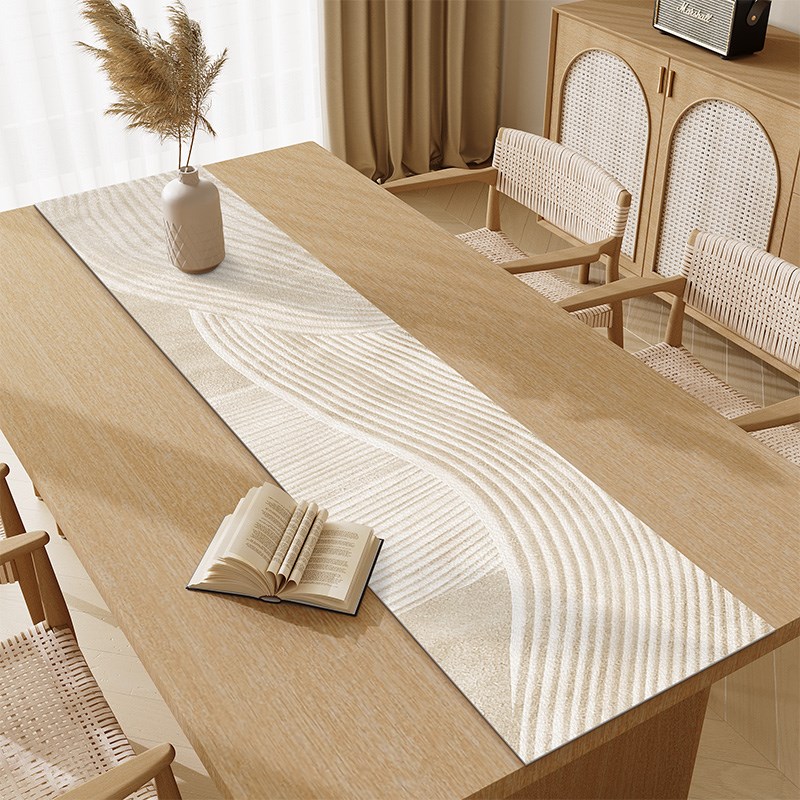 侘寂风桌旗布f茶旗茶布茶席垫布茶桌茶玄关茶桌艺长条防水皮革定