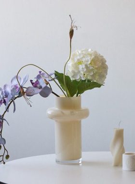 高级感中古玉感琉璃花瓶摆件轻奢高档客厅桌面鲜花插花装饰品花器