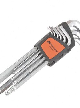 钢盾9件套公制加长球头内六角扳手S050007钢盾球头内六角