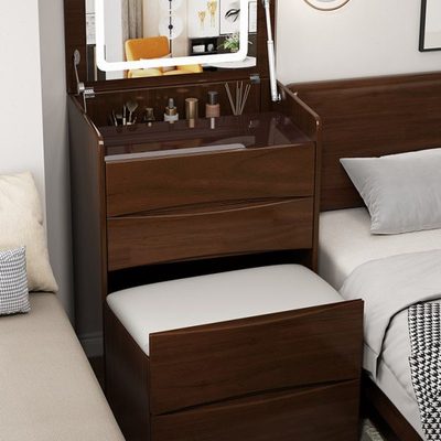 实木梳妆台小型卧室现代简约小户型床头斗柜化妆台一体翻盖收纳柜