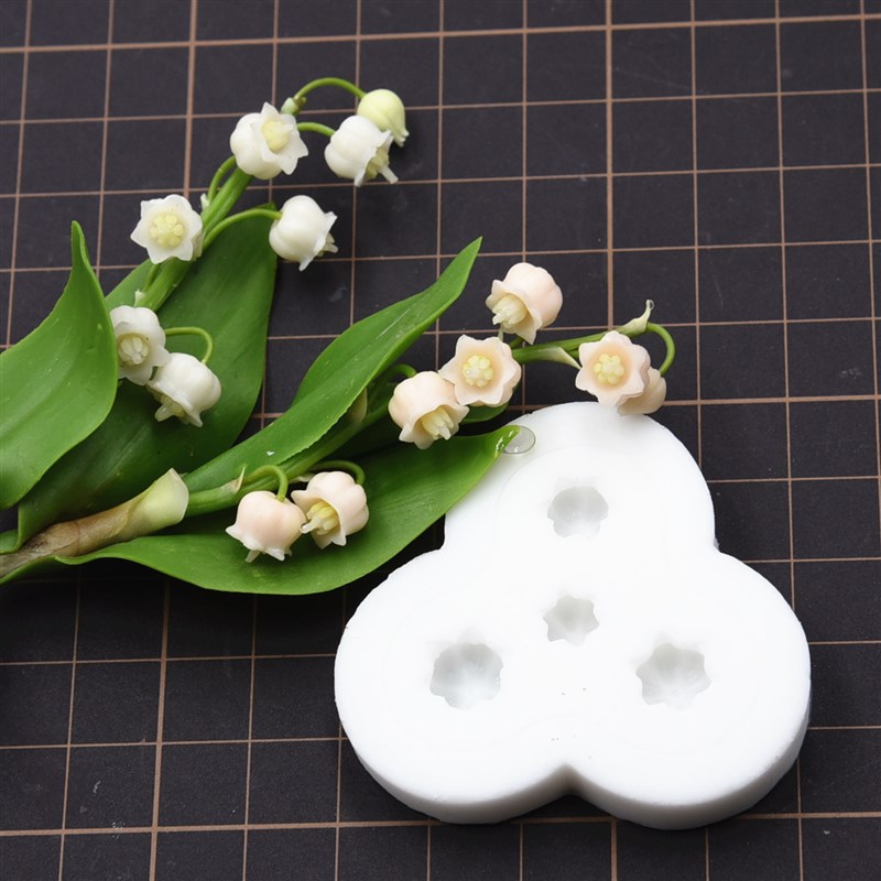 迷你超轻粘土铃兰模具铃兰花硅胶模 软陶树脂土翻糖糖Z花硅胶模具