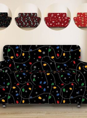 3pcs 圣诞款双人沙发套家具保护沙发柔软带弹性底部适合儿童